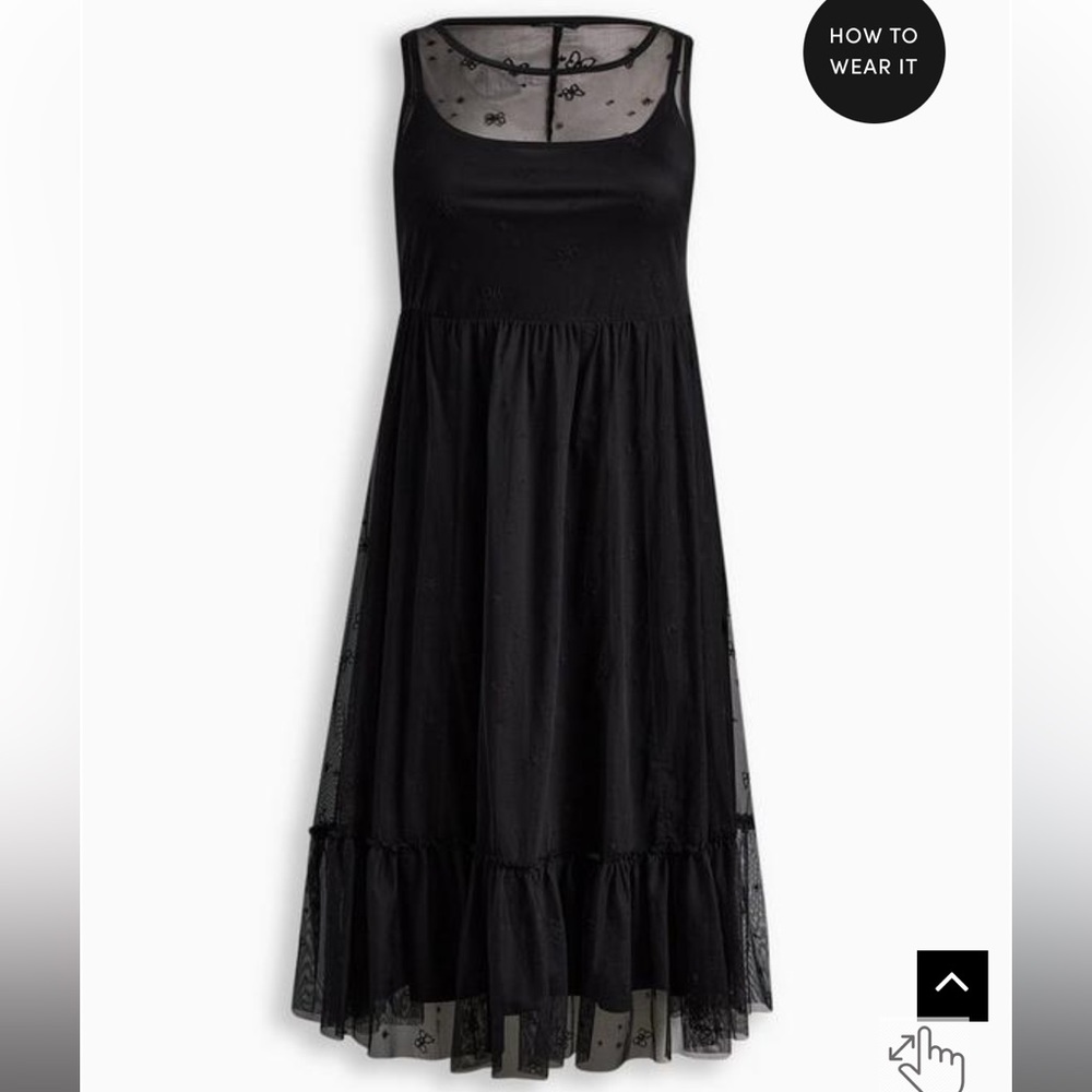Black Sleeveless Mesh-Inset Midi Dress